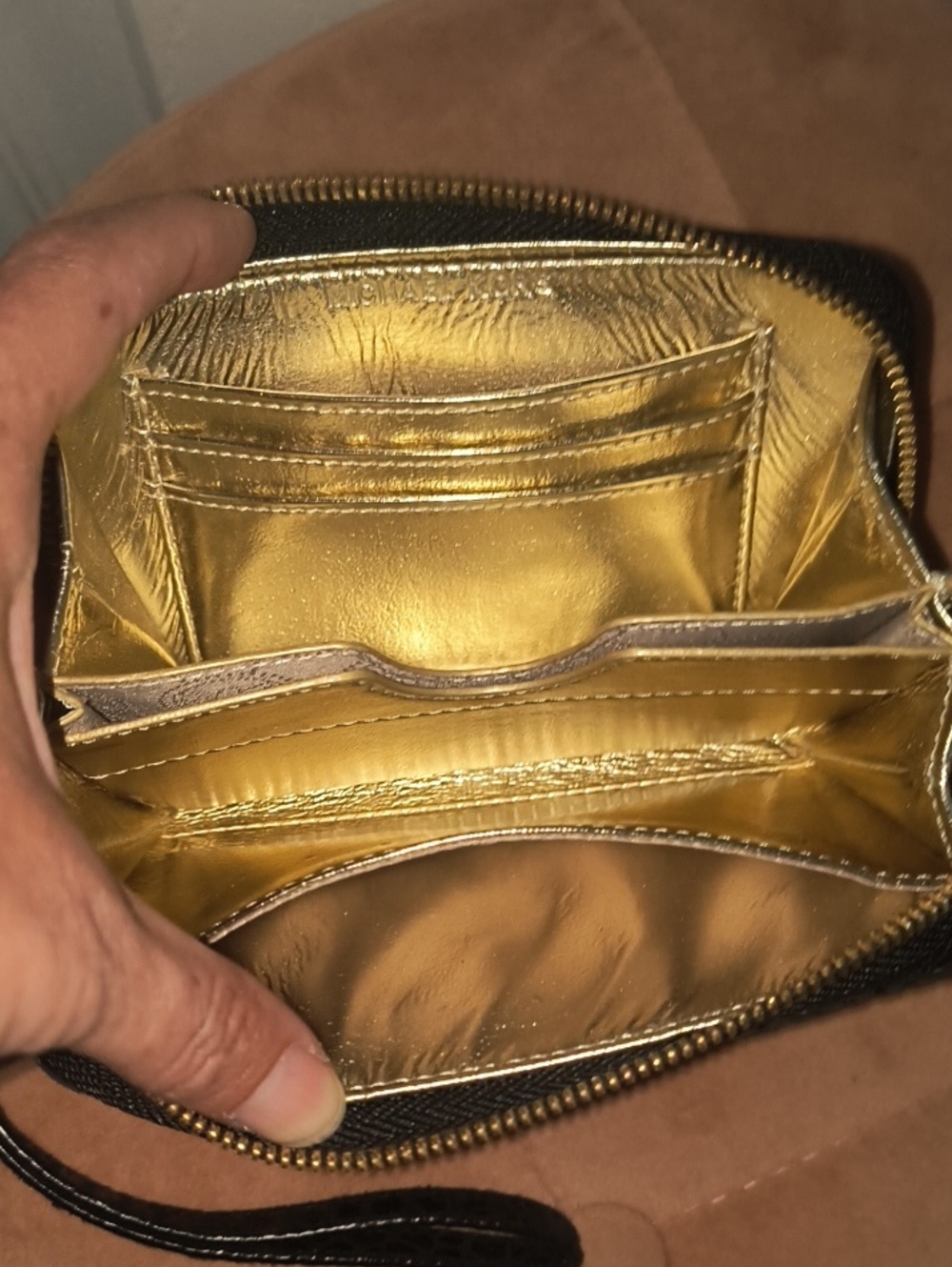 Michael Kors Essential Zip Wallet Black Embossed Python Leather Wristlet - Picture 8 of 10